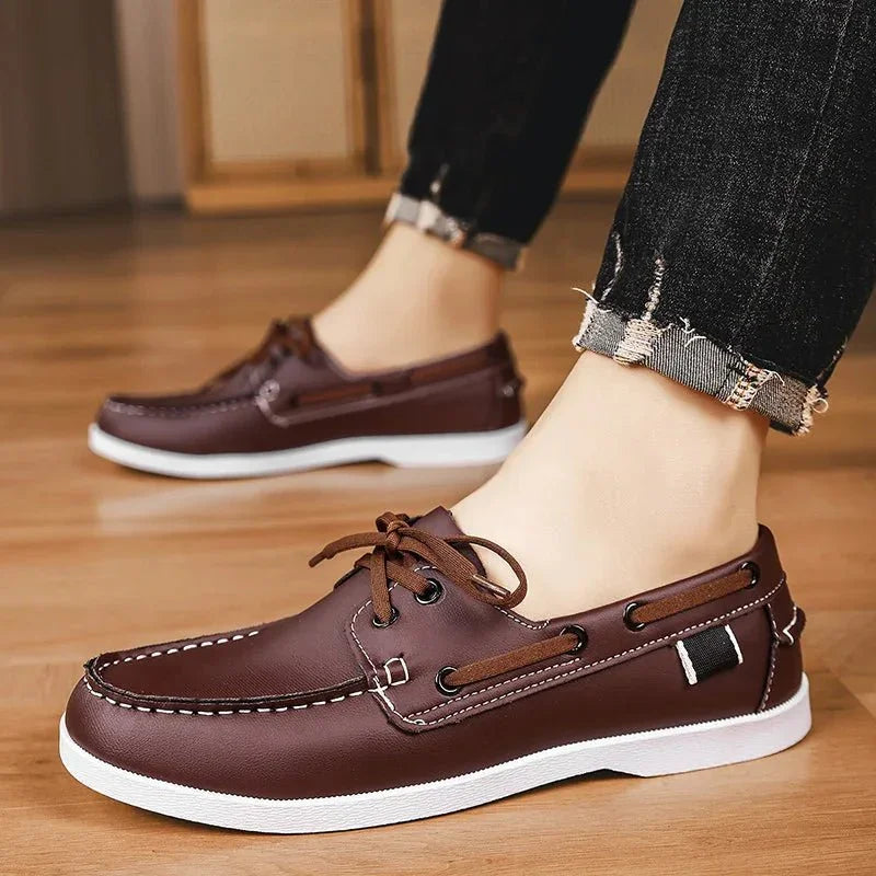 Mocasines de Lona para Hombre Estilo Slip-On con Suela de Goma y Puntera Redonda